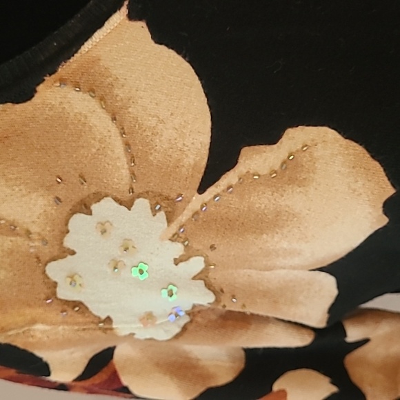 Cache Floral Black Cardigan Size L - Picture 2 of 8